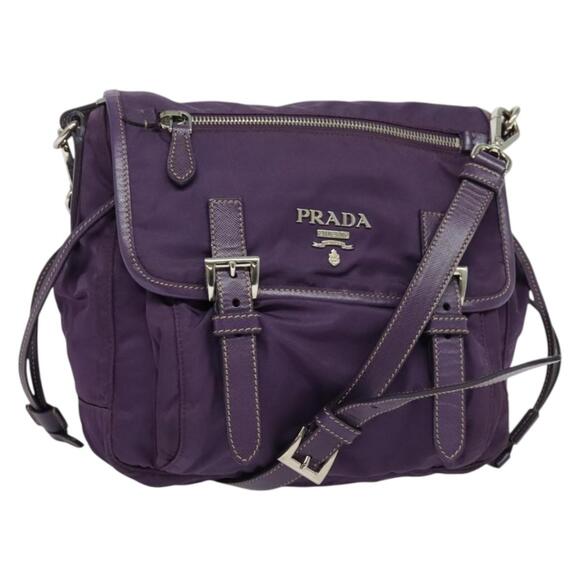PRADA Shoulder Bag Nylon Purple Silver - Picture 1 of 12
